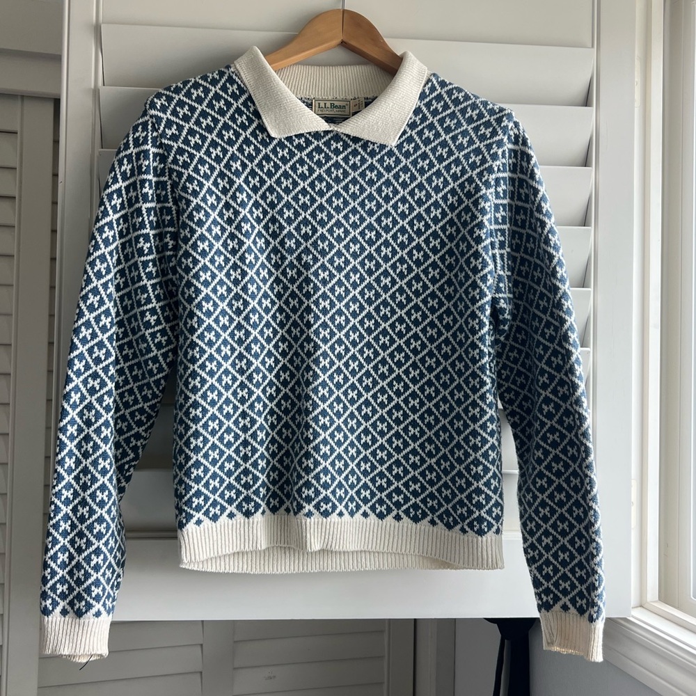 Vintage L.L Bean blue and white sweater